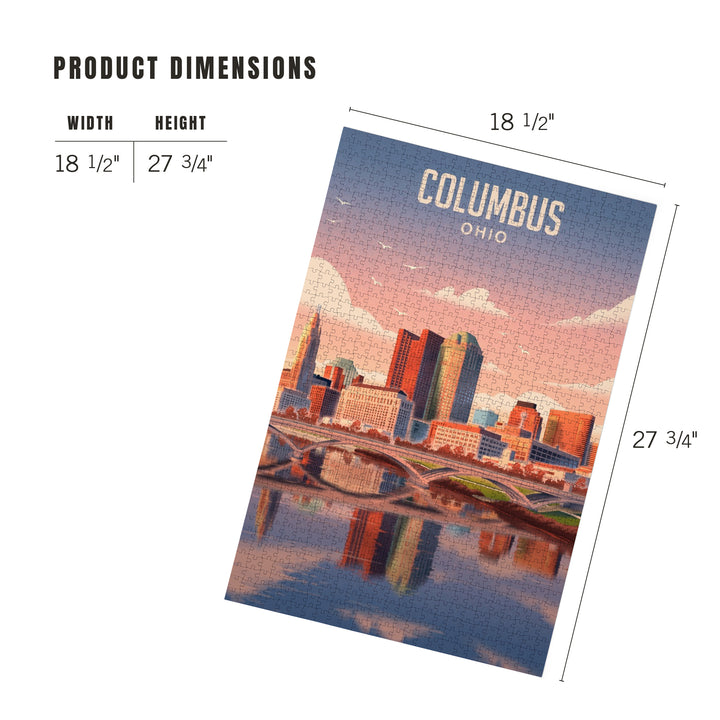 Columbus, Ohio, Lithograph City Series, 1000 Piece Jigsaw Puzzle