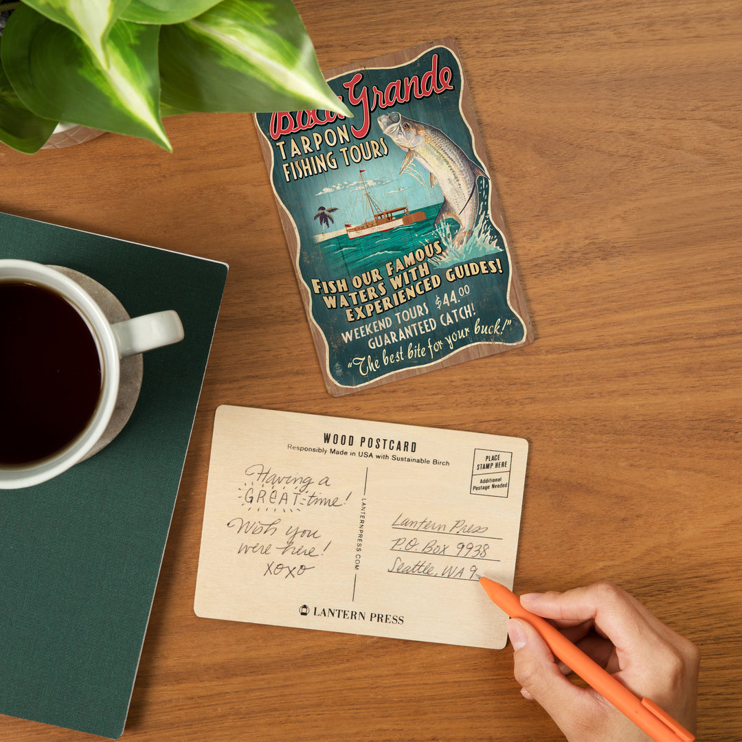 Boca Grande, Florida, Tarpon Fishing Tours, Wood Sign and Postcards