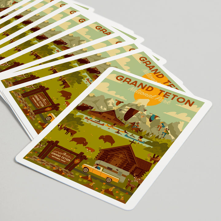 Playing Cards, Grand Teton National Park, Wyoming, Geometric National Park Series, 52 Card Deck with Jokers in Box, Unique Art