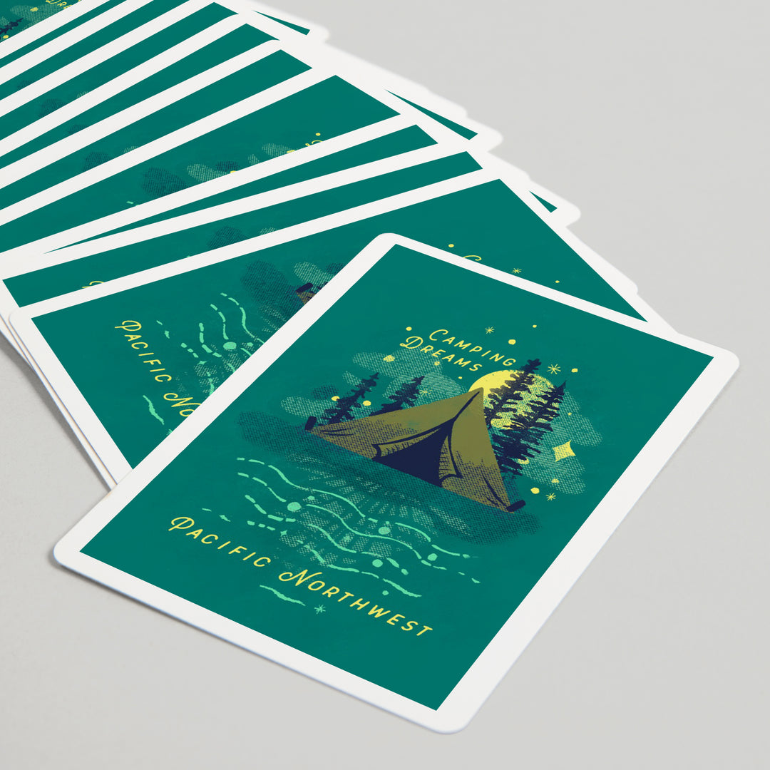 Playing Cards, Pacific Northwest, Lake Life Series, Camping Dreams, 52 Card Deck with Jokers in Box, Unique Art