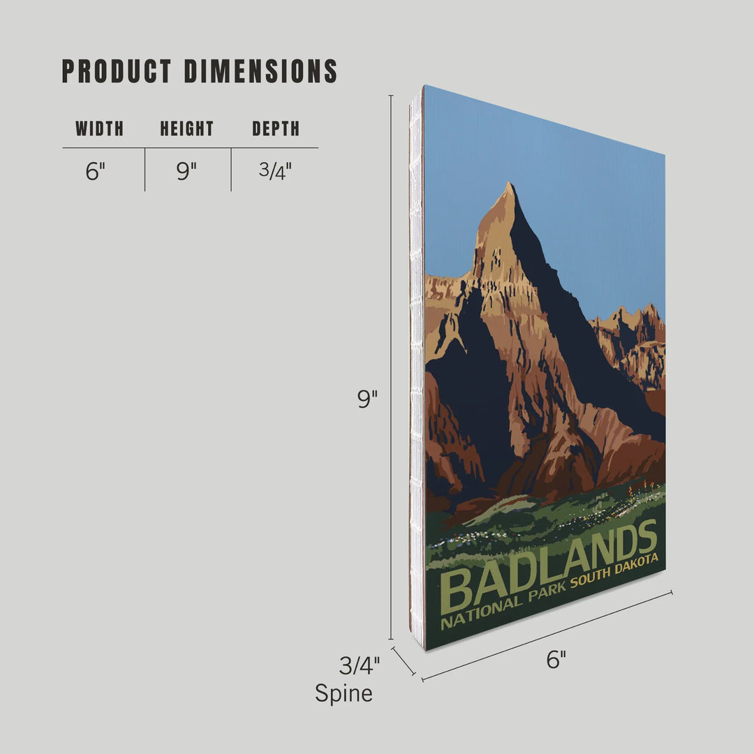 Lined 6x9 Journal, Badlands National Park, South Dakota, Lay Flat, 193 Pages, FSC paper