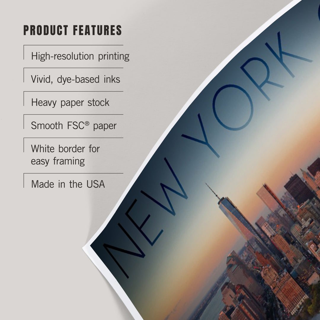 New York City, New York, Aerial Skyline, Art & Giclee Prints