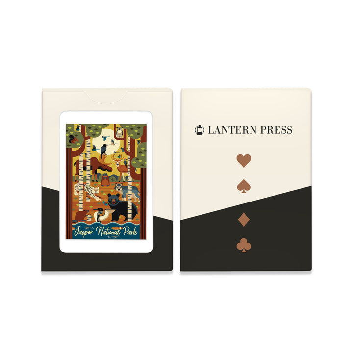 Playing Cards, Jasper National Park, Canada, Forest Animals, Geometric, 52 Card Deck with Jokers in Box, Unique Art