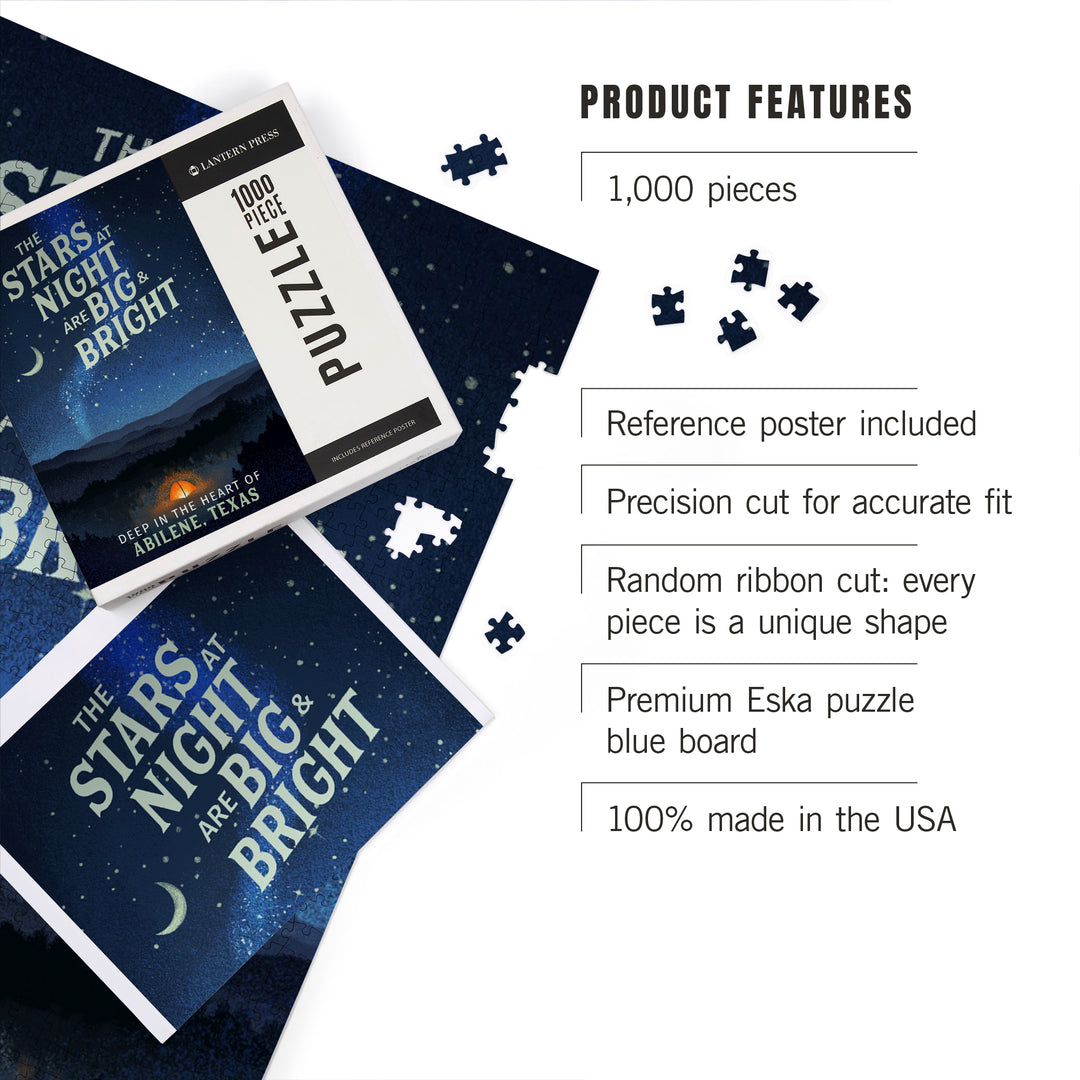 Abilene, Texas, The Stars at Night, Sleep Under the Stars, Tent and Night Sky, 1000 Piece Jigsaw Puzzle