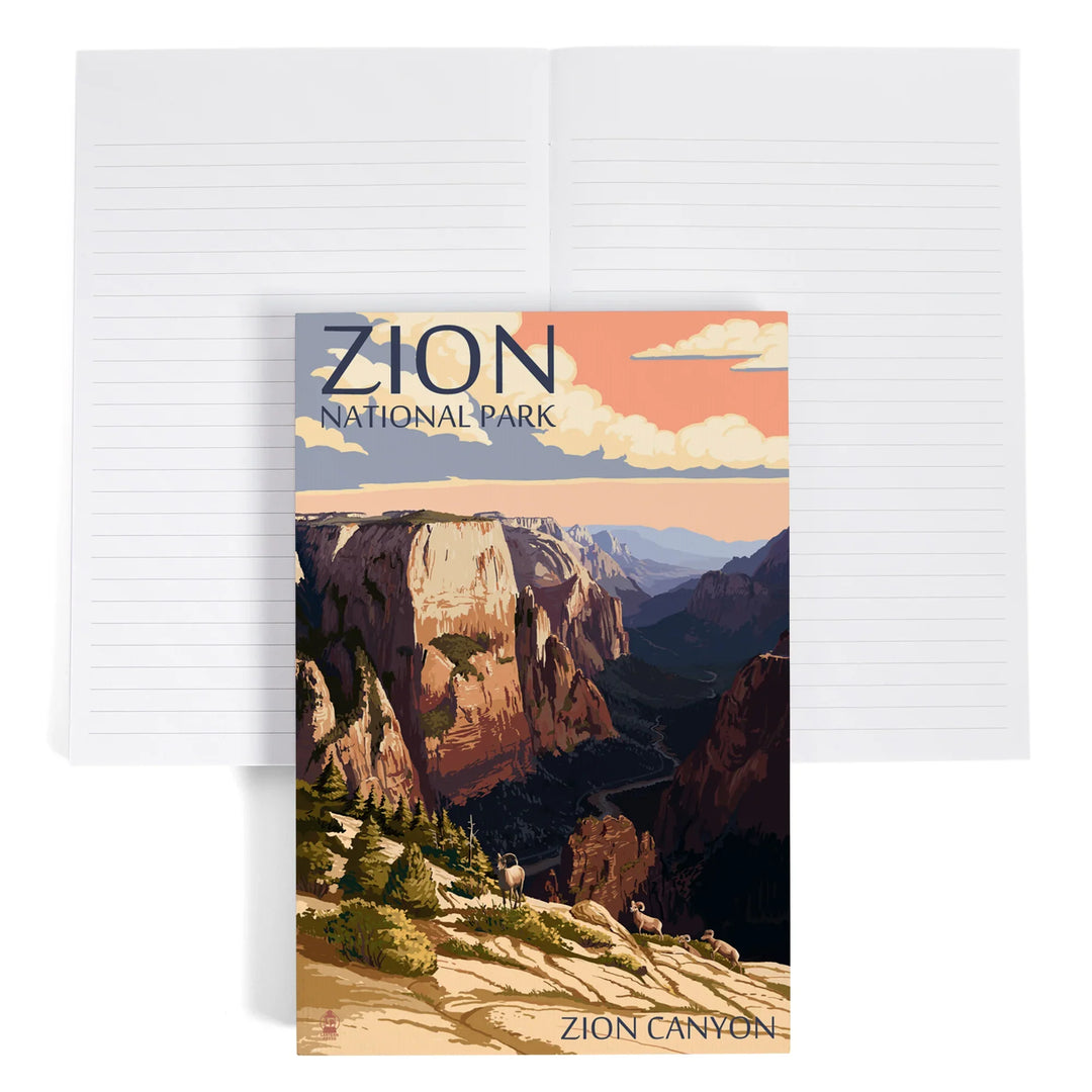 Lined 6x9 Journal, Zion National Park, Utah, Zion Canyon Sunset, Lay Flat, 193 Pages, FSC paper