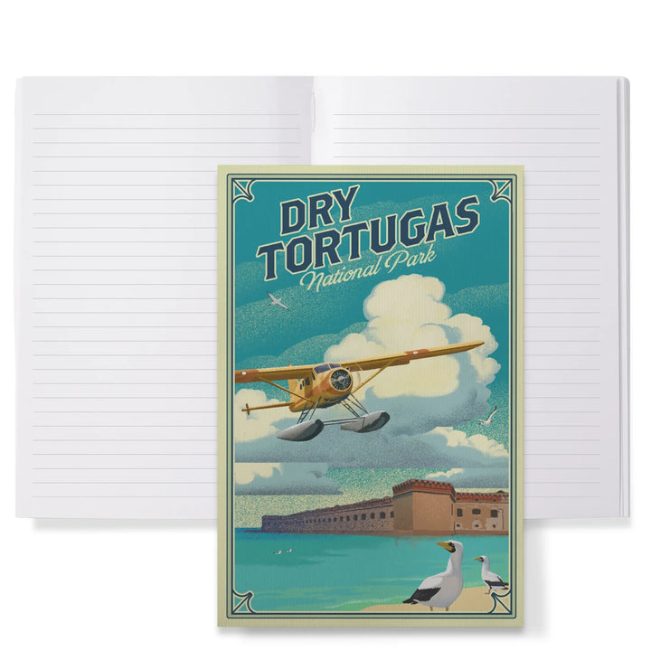 Lined 6x9 Journal, Dry Tortugas National Park, Florida, Lithograph National Park Series, Lay Flat, 193 Pages, FSC paper