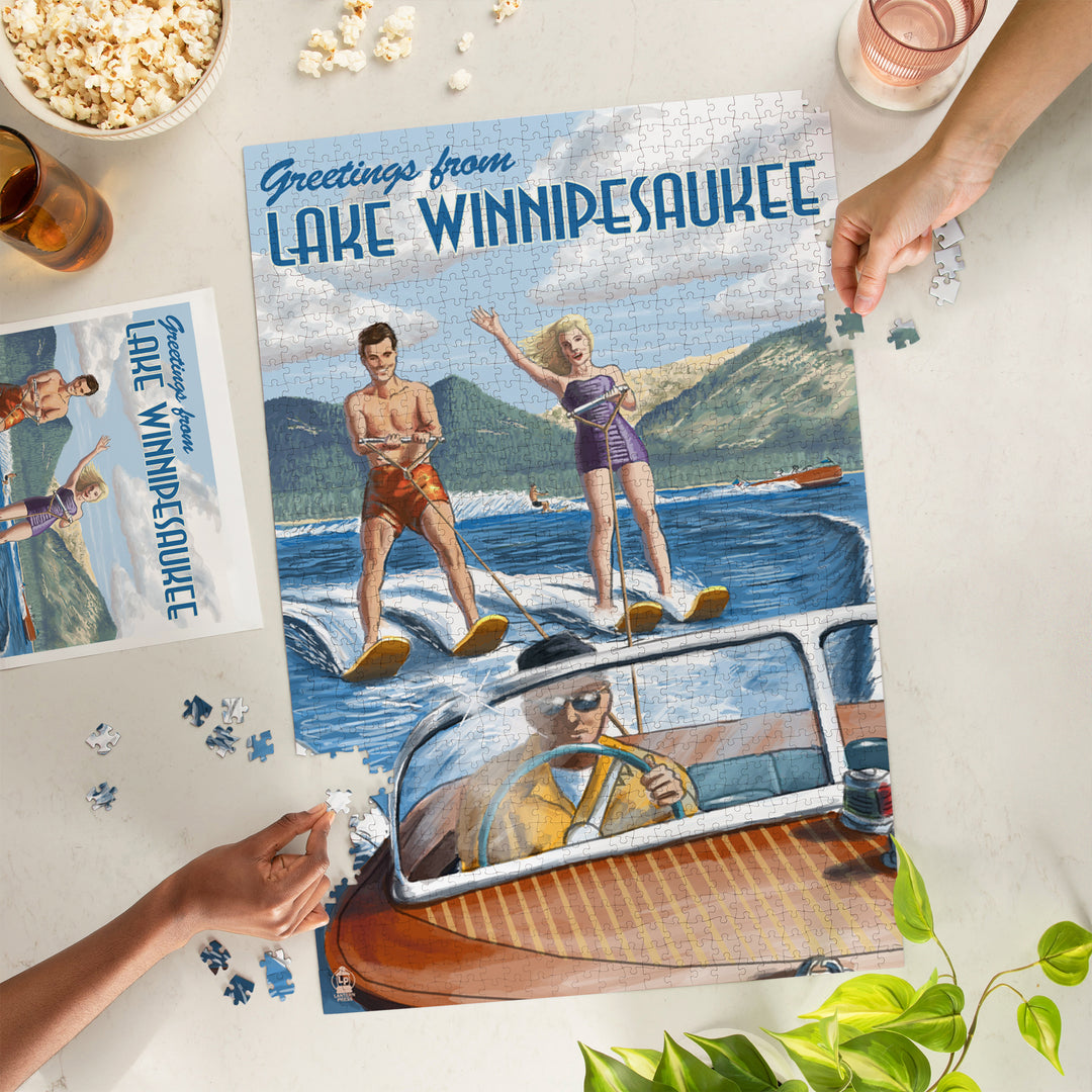 Lake Winnipesaukee, New Hampshire, Water Skiing Scene, Jigsaw Puzzle
