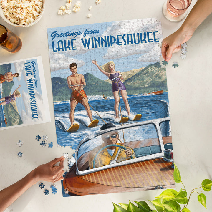 Lake Winnipesaukee, New Hampshire, Water Skiing Scene, Jigsaw Puzzle