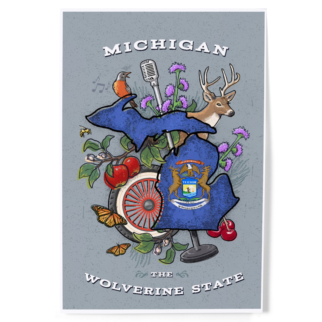 Michigan, State Treasure Trove, Art & Giclee Prints