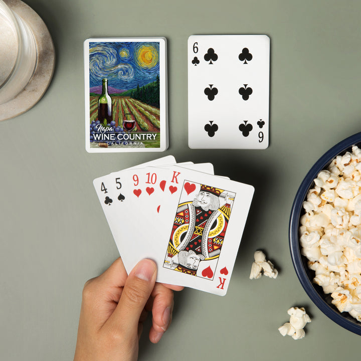 Playing Cards, Napa, California, Wine Country, Vineyard, Starry Night, 52 Card Deck with Jokers in Box, Unique Art