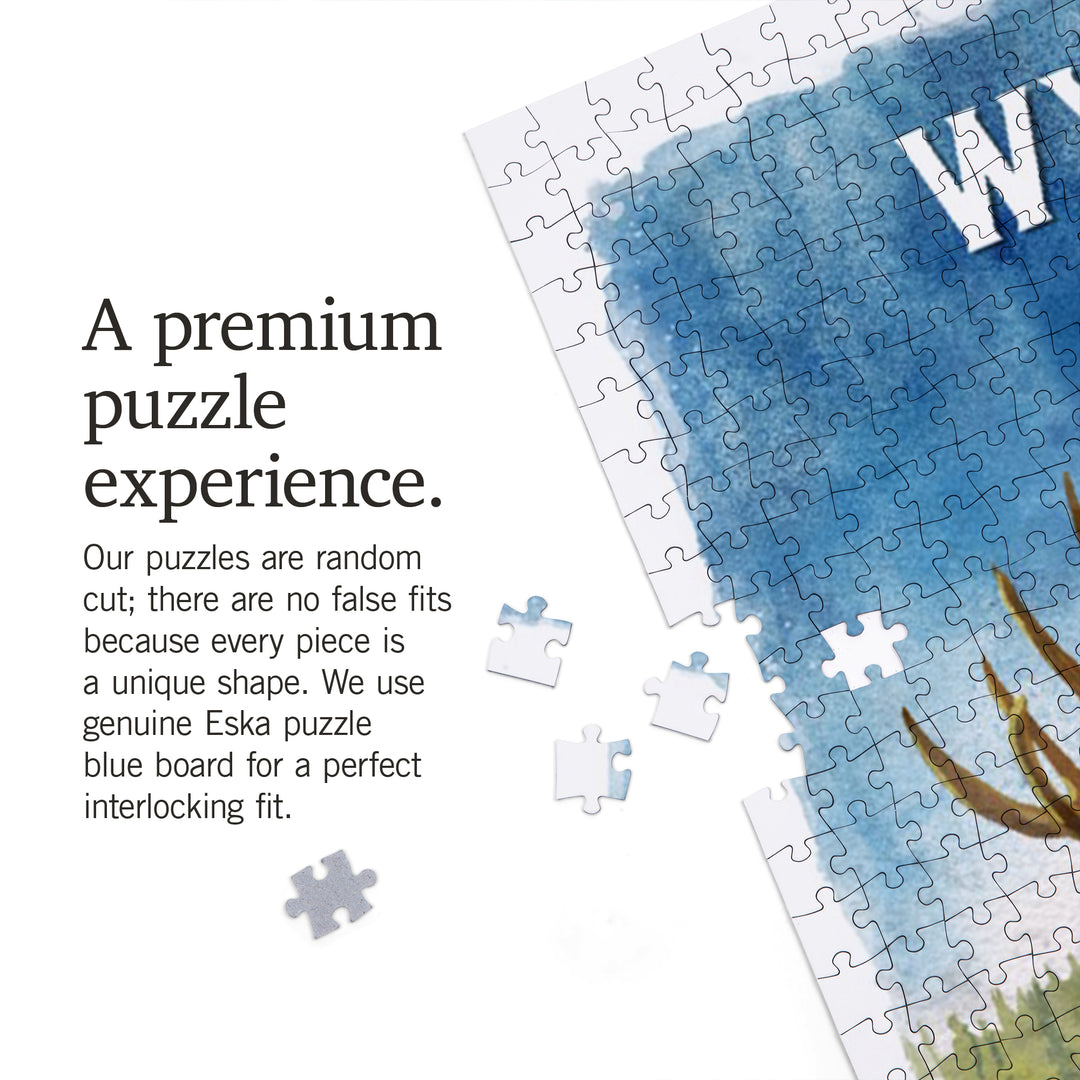 Wyoming, Watercolor Study, Moose, 1000 Piece Jigsaw Puzzle