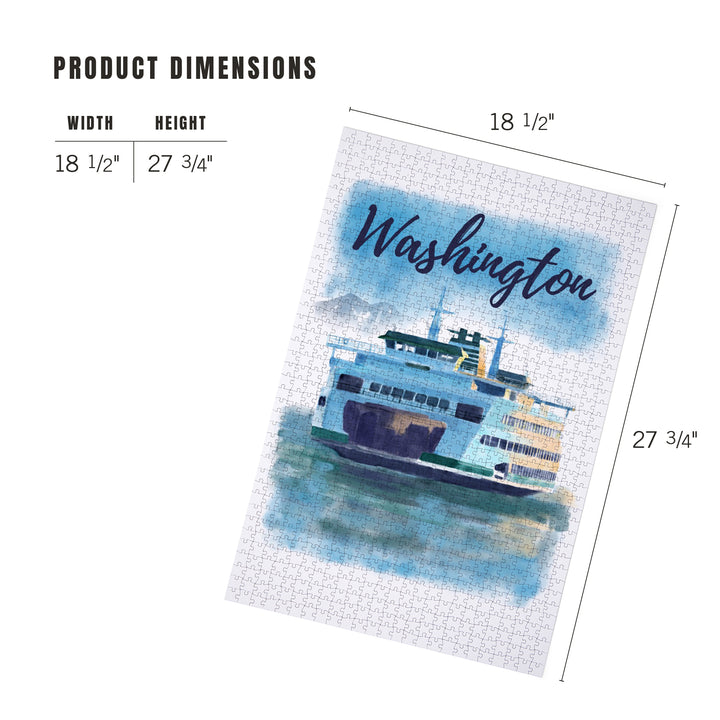 Washington, Watercolor, Ferry, Jigsaw Puzzle