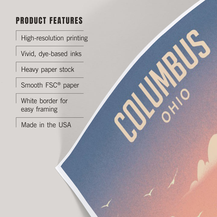 Columbus, Ohio, Lithograph City Series, Art & Giclee Prints
