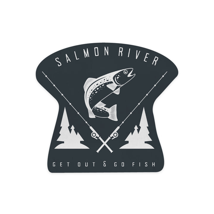 Salmon River, Idaho, Get Out and Fish, Trout and Fly Fishing Rods, Contour, Vinyl Sticker