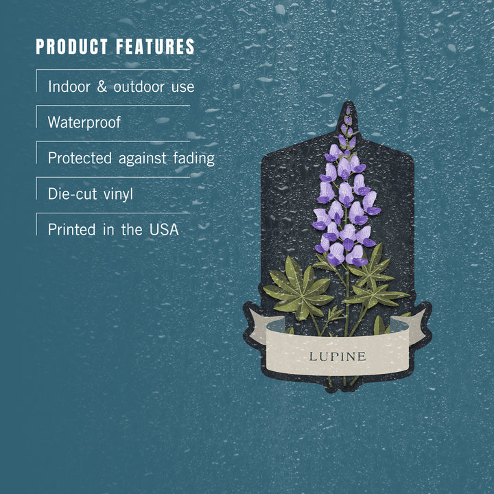 Vintage Flora Noir, Lupine, Vinyl Sticker