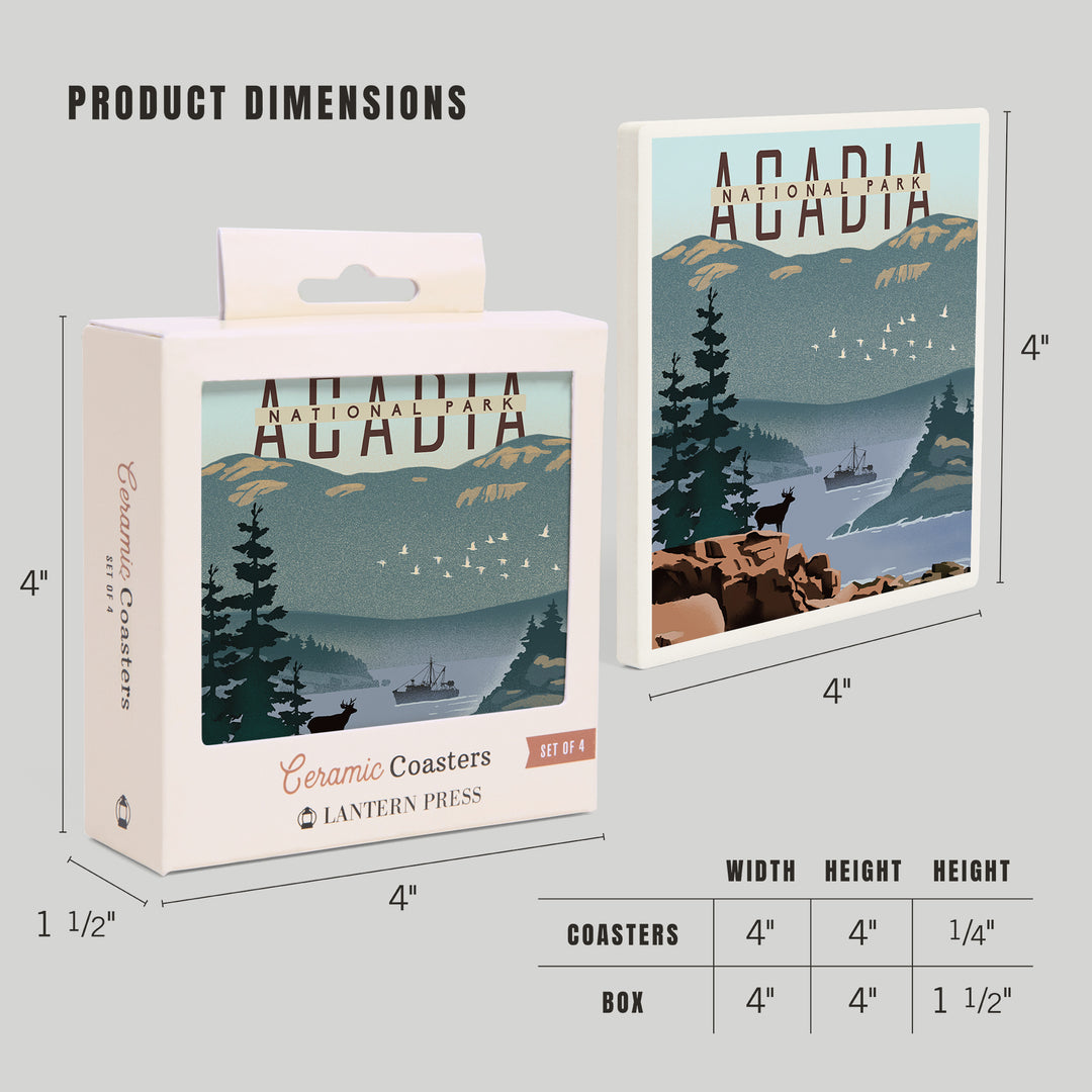 Acadia National Park, Maine, Lithograph, Coasters