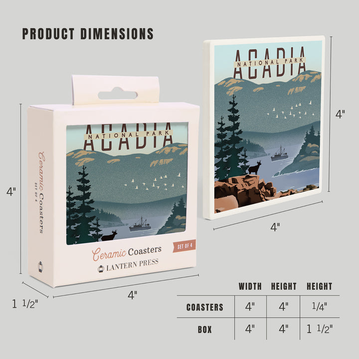 Acadia National Park, Maine, Lithograph, Coasters