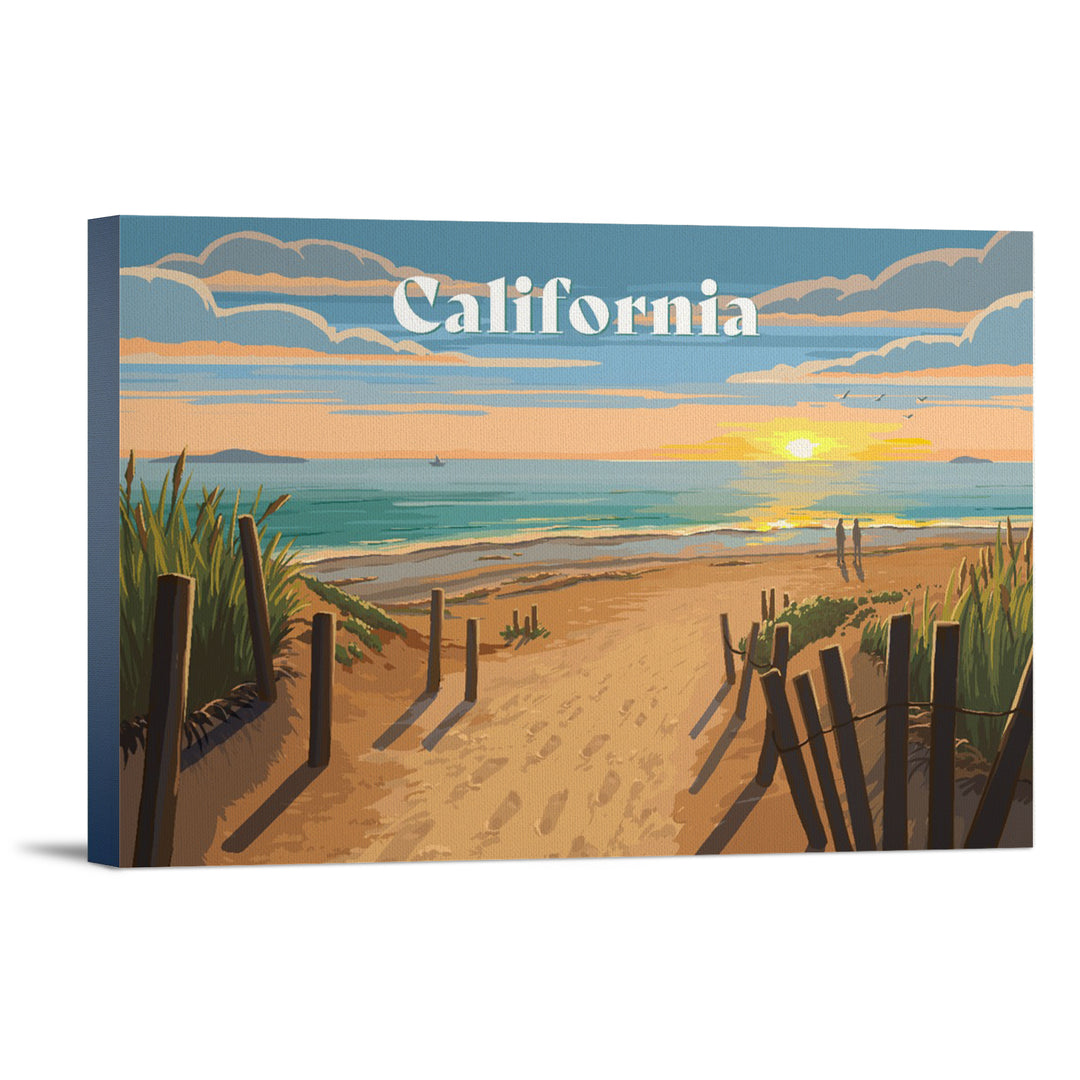 California, Painterly, Sand Soul Sun, Beach Path, Stretched Canvas