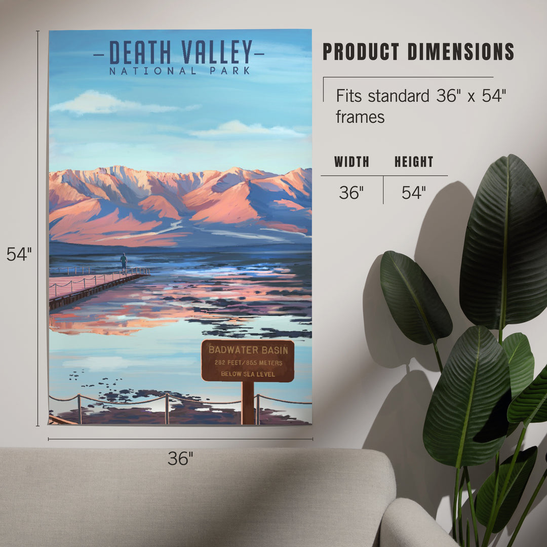 Death Valley National Park, California, Badwater Basin, Oil Painting, Art & Giclee Prints