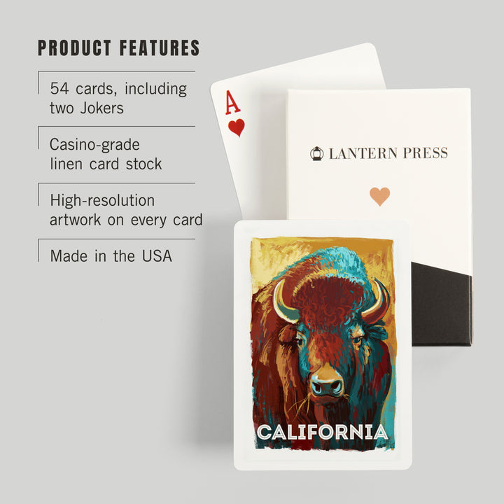 Playing Cards, California, Vivid, Bison, 52 Card Deck with Jokers in Box, Unique Art