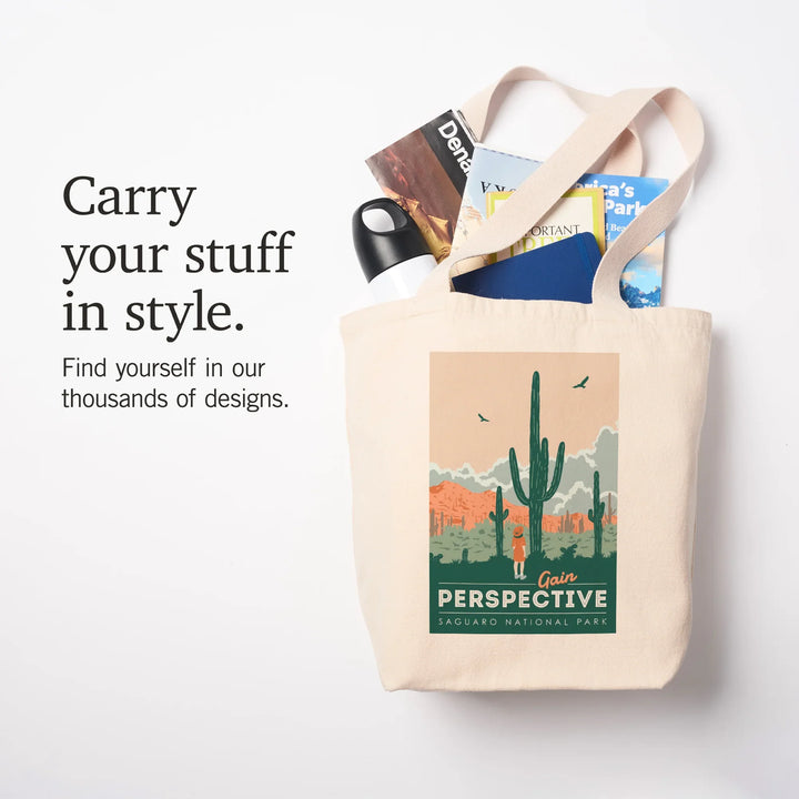 Saguaro National Park, Arizona, Gain Perspective, Vector Style, Tote Bag
