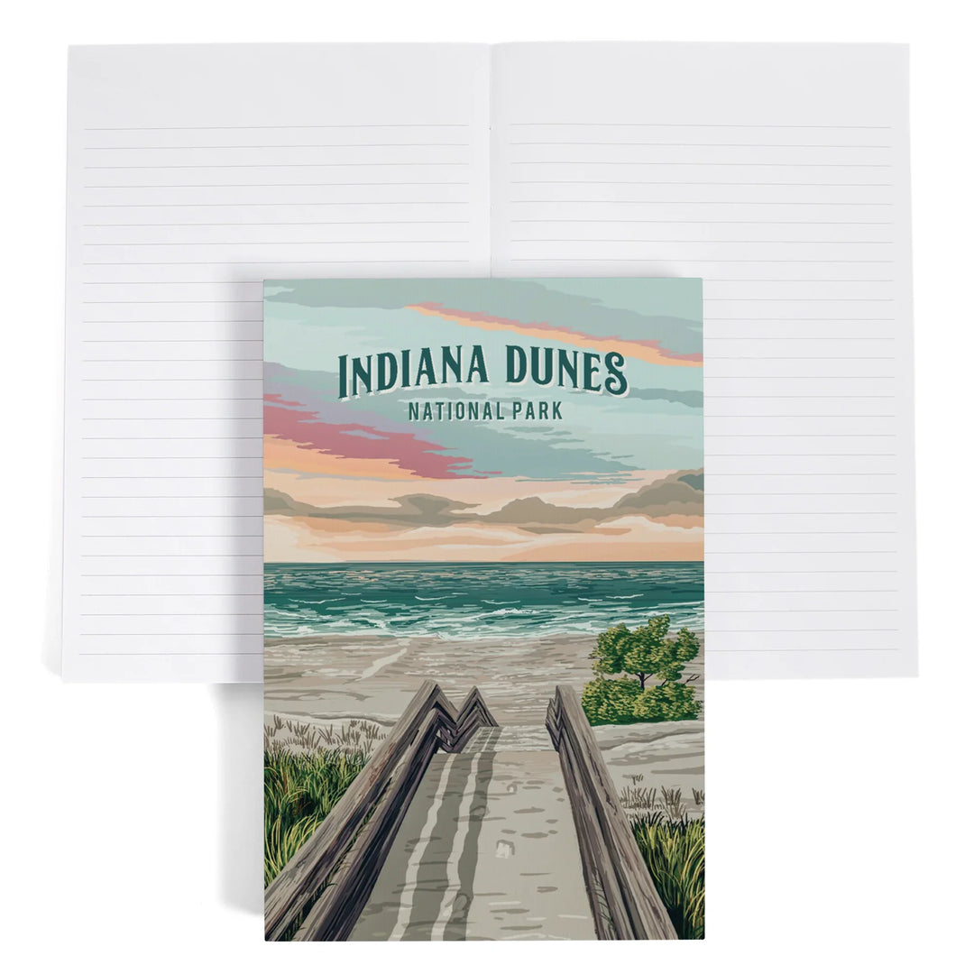 Lined 6x9 Journal, Indiana Dunes National Park, Indiana, Painterly National Park Series, Lay Flat, 193 Pages, FSC paper
