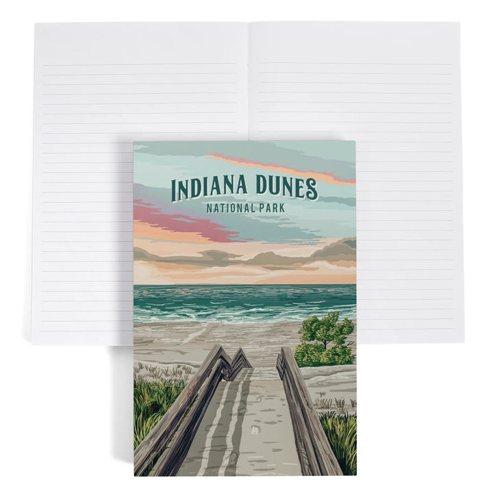 Lined 6x9 Journal, Indiana Dunes National Park, Indiana, Painterly National Park Series, Lay Flat, 193 Pages, FSC paper