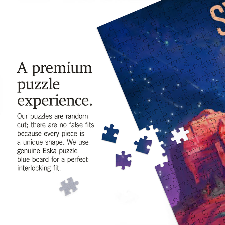 Sedona, Arizona, Oil Painting, Cathedral Rock under the Milky Way, 1000 Piece Jigsaw Puzzle