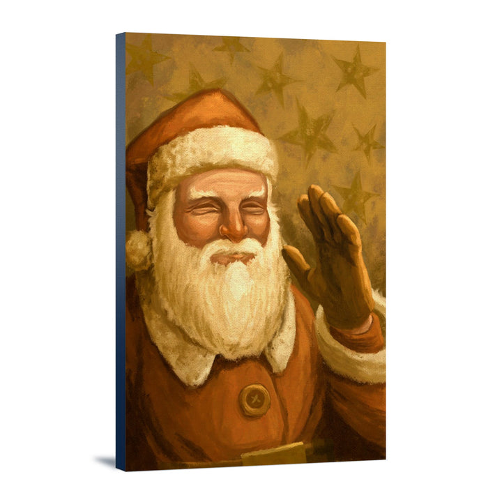 Santa Claus, Christmas Oil Painting, Lantern Press Artwork, Stretched Canvas