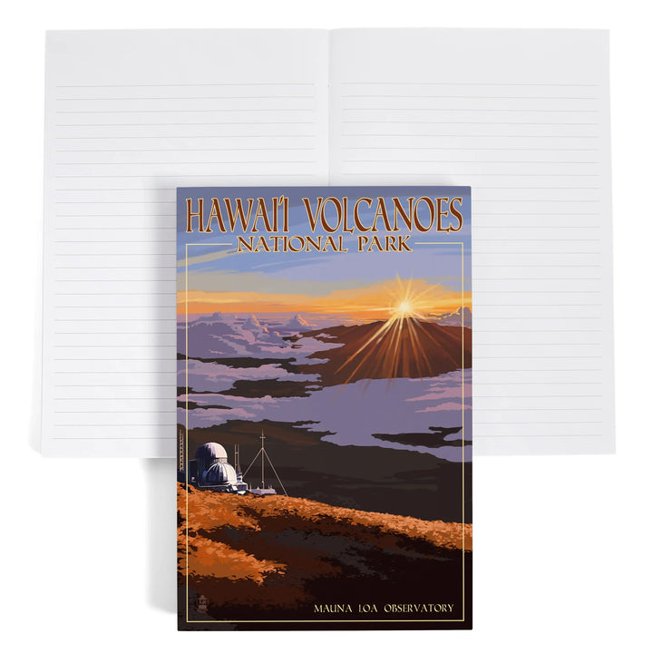 Lined 6x9 Journal, Hawaii Volcanoes National Park, Mauna Loa Observatory at Sunrise, Lay Flat, 193 Pages, FSC paper