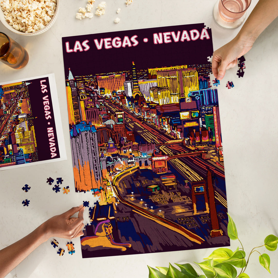 Las Vegas, Nevada, View of Strip at Night, 1000 Piece Jigsaw Puzzle