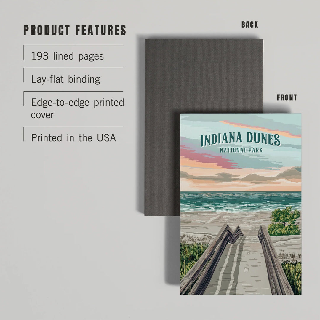 Lined 6x9 Journal, Indiana Dunes National Park, Indiana, Painterly National Park Series, Lay Flat, 193 Pages, FSC paper