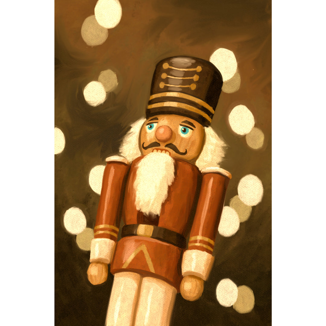 Nutcracker, Christmas Oil Painting, Lantern Press Artwork, Stretched Canvas