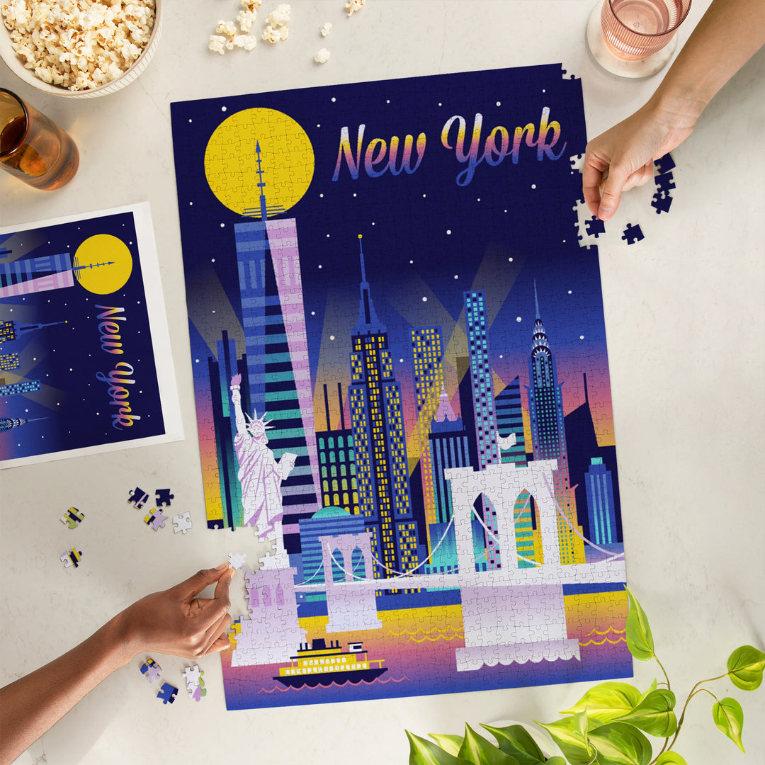 New York City, Retro Skyline Chromatic Series, Jigsaw Puzzle