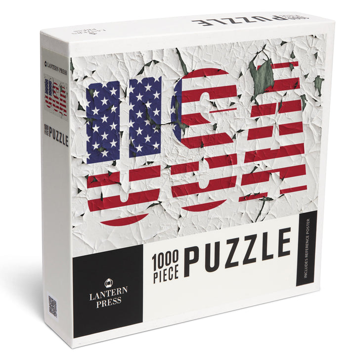American Flag, USA, Typography, Jigsaw Puzzle
