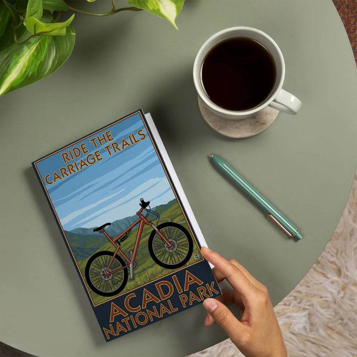 Lined 6x9 Journal, Acadia National Park, Maine, Ride the Carriage Trails, Lay Flat, 193 Pages, FSC paper