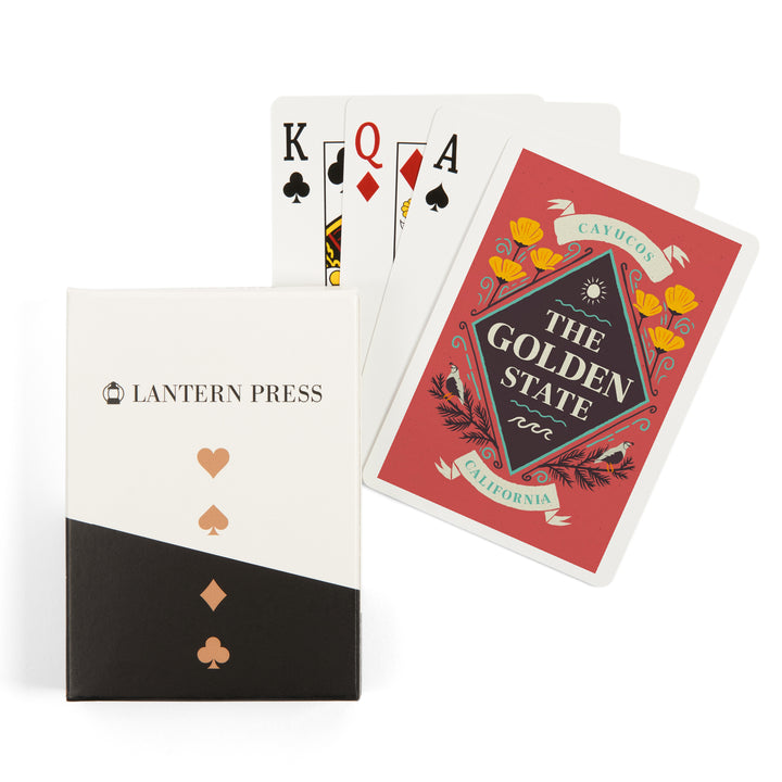 Playing Cards, Cayucos, California, State Motto Crest, State Series, 52 Card Deck with Jokers in Box, Unique Art
