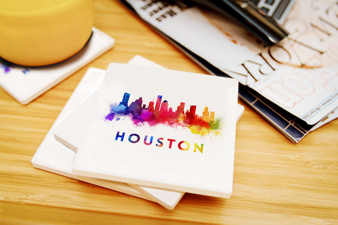 Houston, Texas, Skyline Abstract, Coaster Set