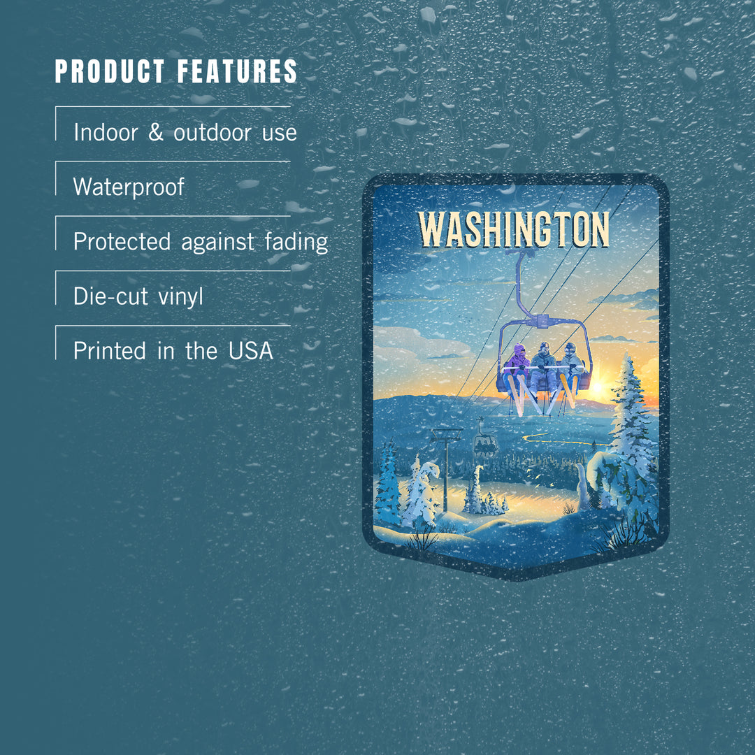 Washington, Lithograph, Chairlift, Vinyl Sticker
