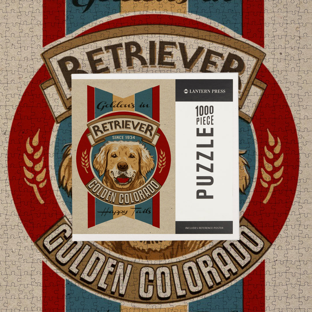 Golden, Colorado, Retro Beer Ad, Golden Retriever, Jigsaw Puzzle