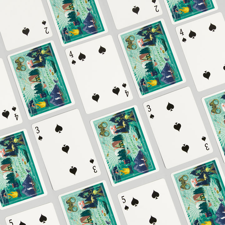 Playing Cards, Pacific Northwest, Lake Life Series, Collage, Landscape With Mountain, 52 Card Deck with Jokers in Box, Unique Art
