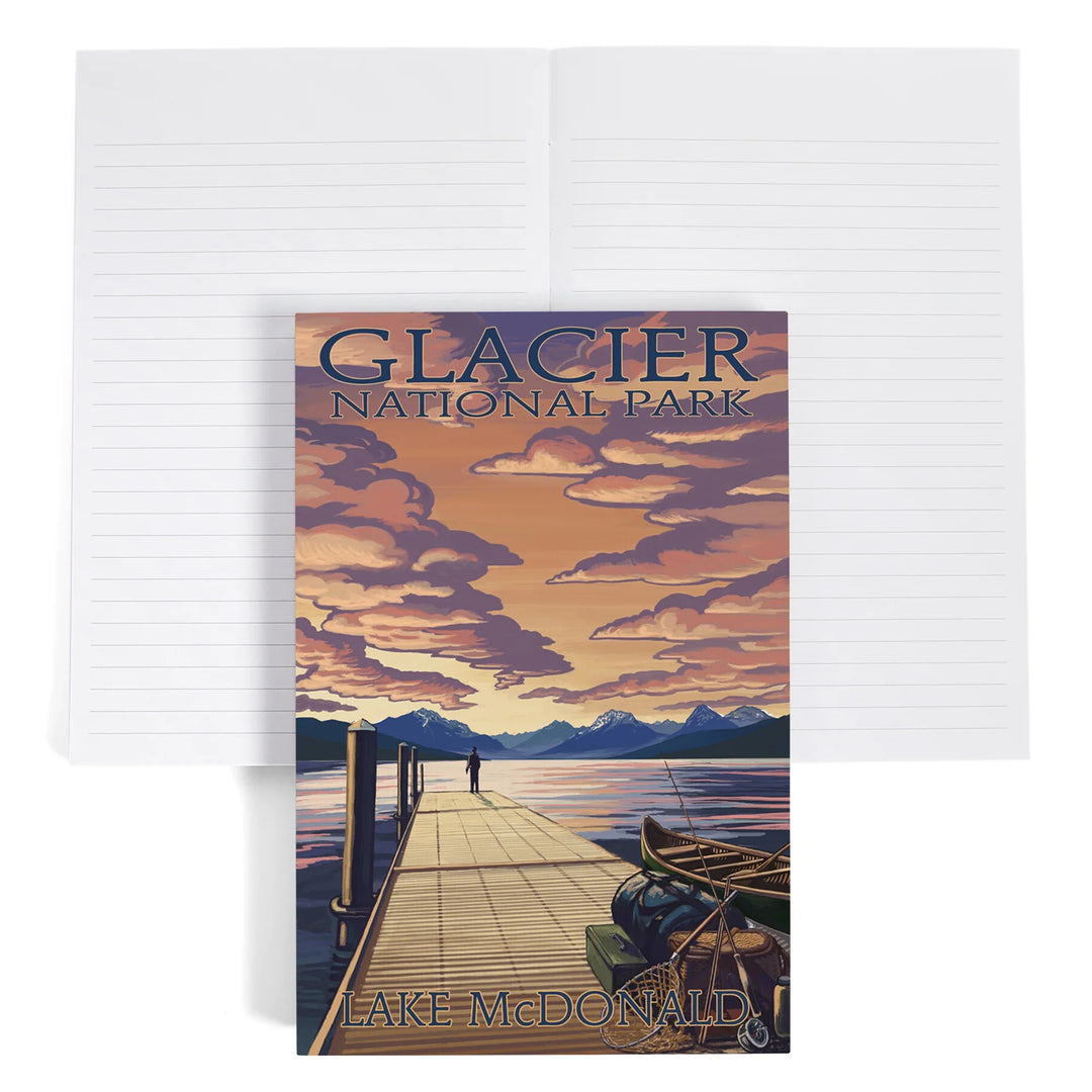 Lined 6x9 Journal, Glacier National Park, Montana, Lake McDonald, Lay Flat, 193 Pages, FSC paper