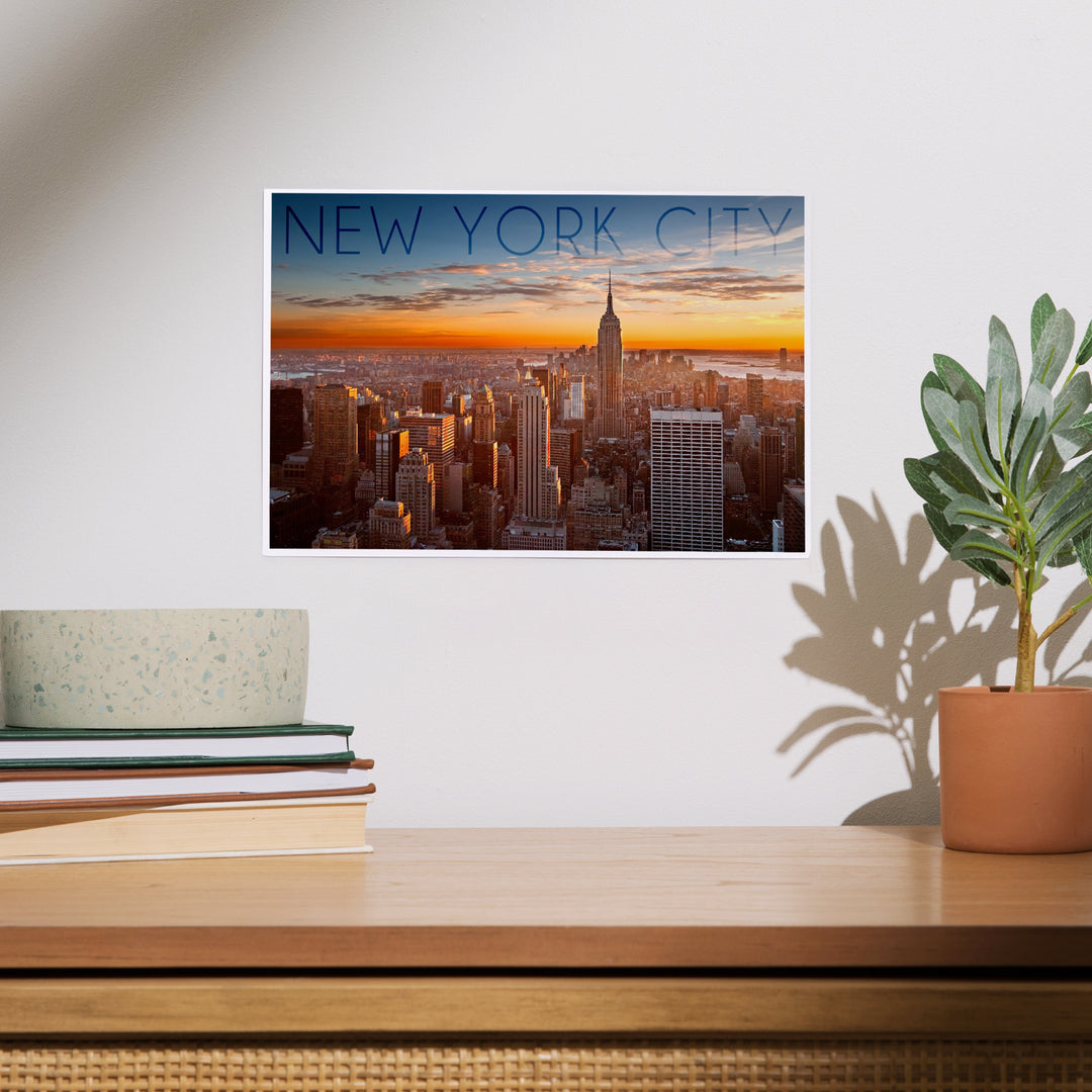New York City, New York, Aerial Skyline at Sunset, Art & Giclee Prints