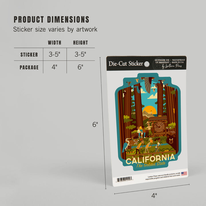 California, Geometric, The Golden State, Contour, Vinyl Sticker