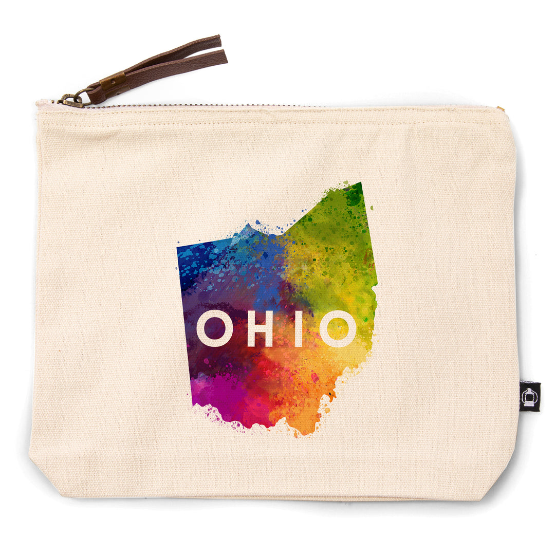 Ohio, State Abstract Watercolor, Contour, Lantern Press Artwork, Accessory Go Bag