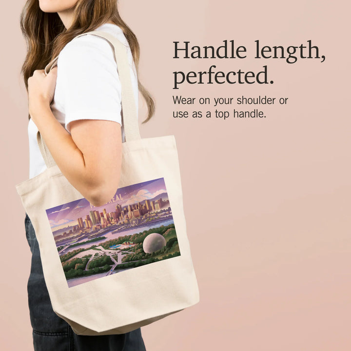Montreal, Quebec, Lithograph City Series, Tote Bag