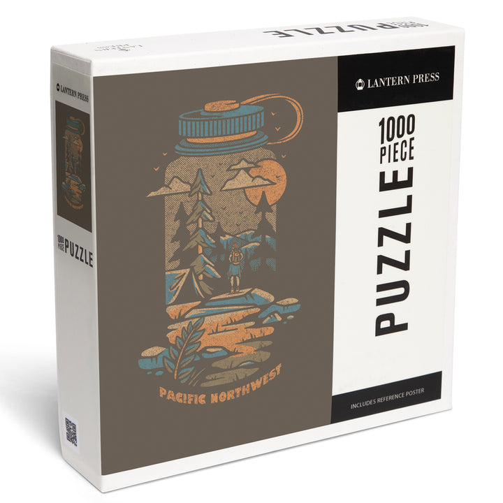 Pacific Northwest, Water Bottle, Distressed, Jigsaw Puzzle