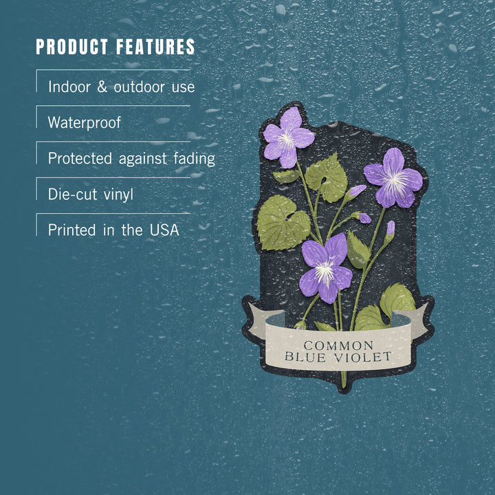 Vintage Flora Noir, Common Blue Violet, Vinyl Sticker