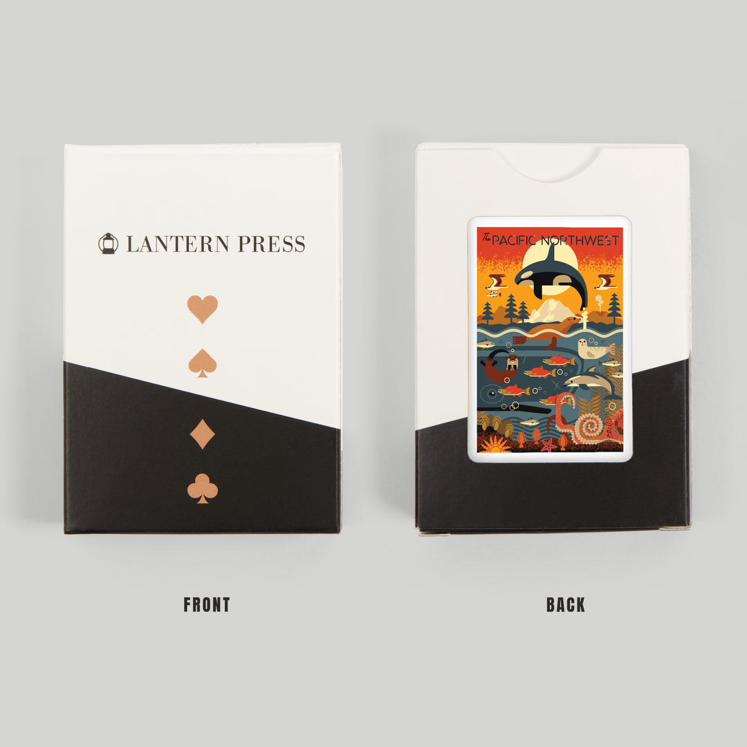 Playing Cards, Pacific Northwest, Marine Animals, Geometric, 52 Card Deck with Jokers in Box, Unique Art