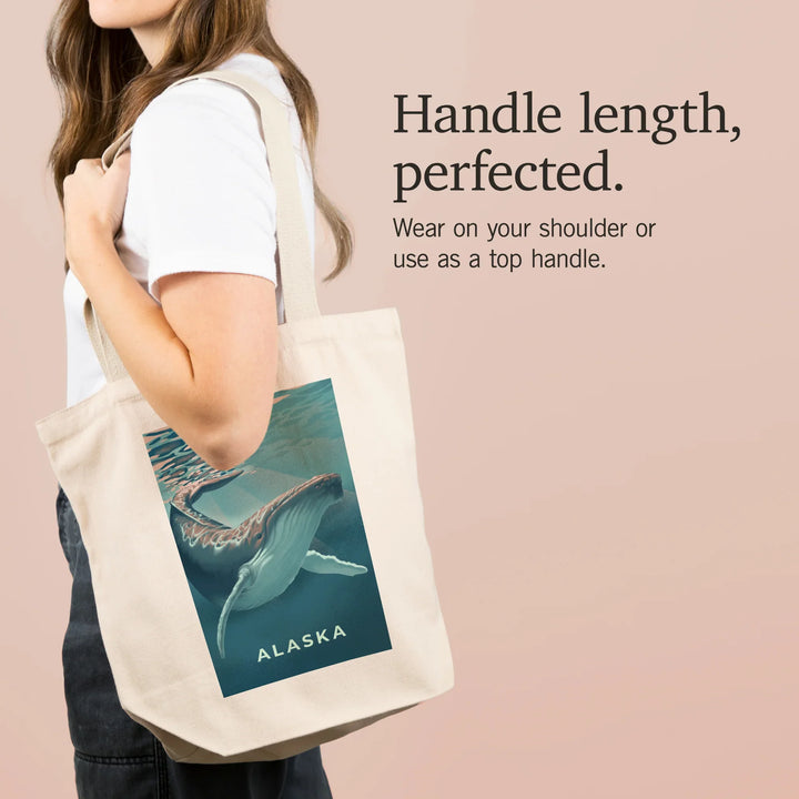 Alaska, Lithograph, Humpback Whale, Tote Bag